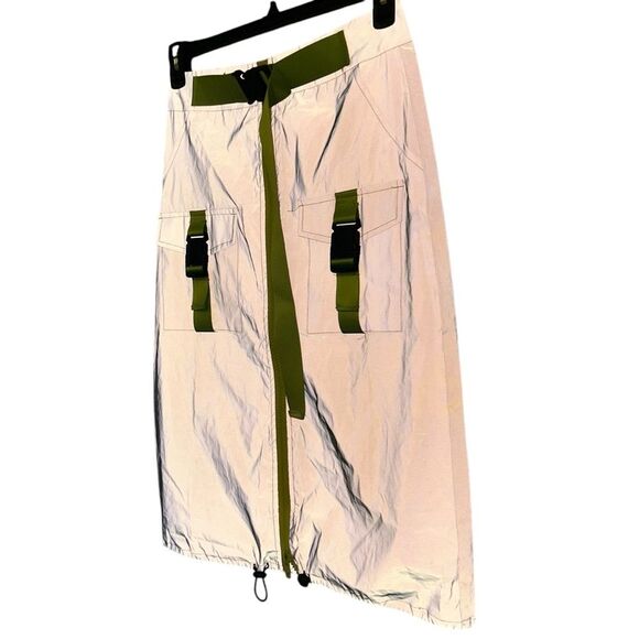 CAPSULLE Y2K Style Reflective High-Waist Midi Skirt With Neon Straps K - Picture 12 of 16